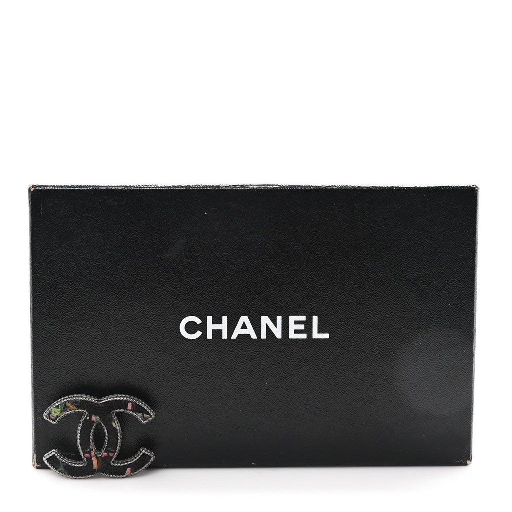Chanel Tweed CC Brooch Silver Multicolor