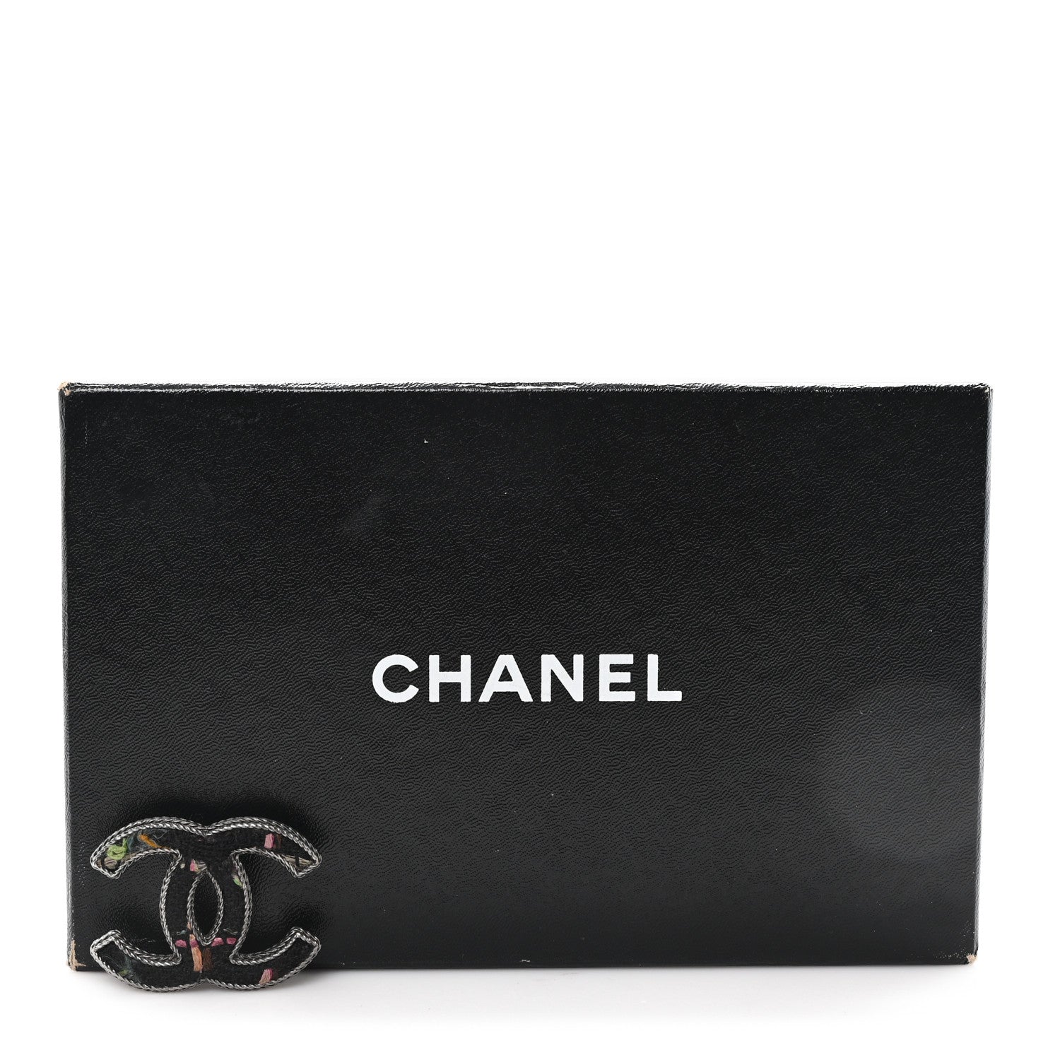 Chanel Tweed CC Brooch Silver Multicolor