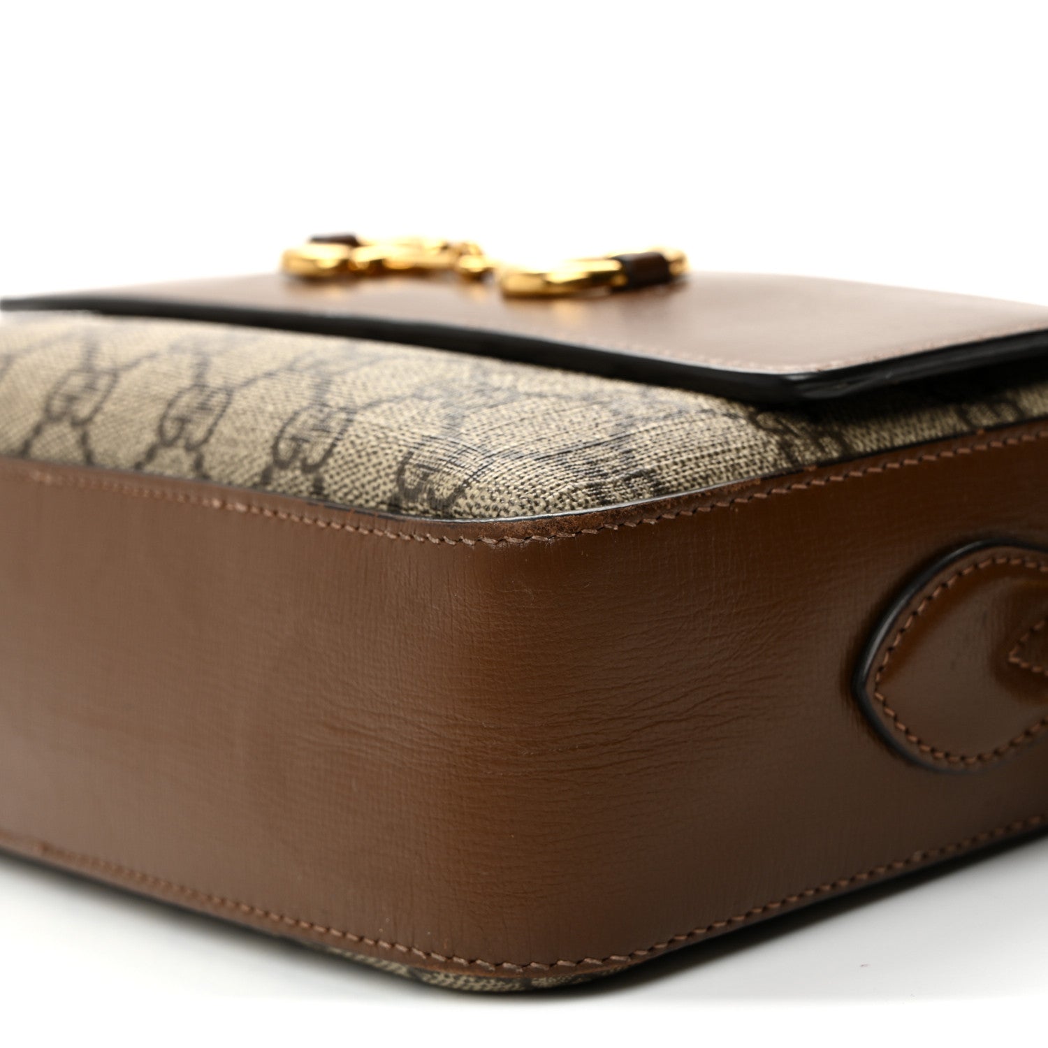 Gucci GG Supreme Monogram Small Horsebit 1955 Shoulder Bag Beige Brown Sugar