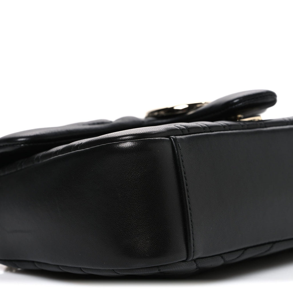 Gucci Lambskin Matelasse Medium GG Marmont Shoulder Bag Black