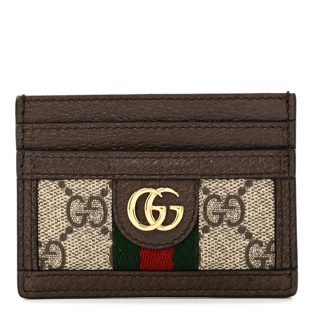 Gucci GG Supreme Monogram Ophidia Card Holder Brown