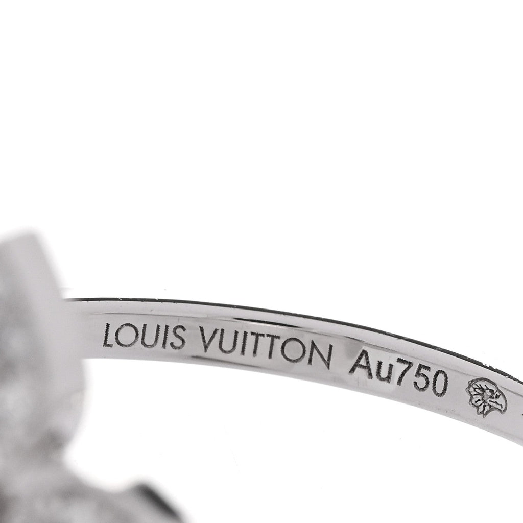Louis Vuitton 18K White Gold Diamond Star Blossom Ring 53 6.5
