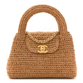 Chanel Braided Raffia Nano Kelly Flap Bag Dark Beige