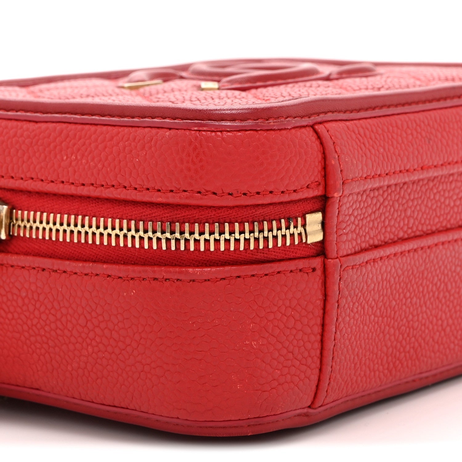 Chanel Caviar Quilted Small CC Filigree Vanity Case Red