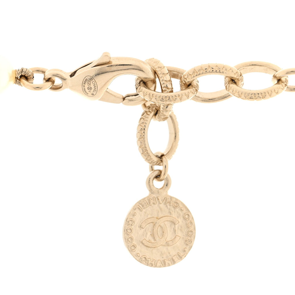 Pearl CC 100th Anniversary Necklace Light Gold