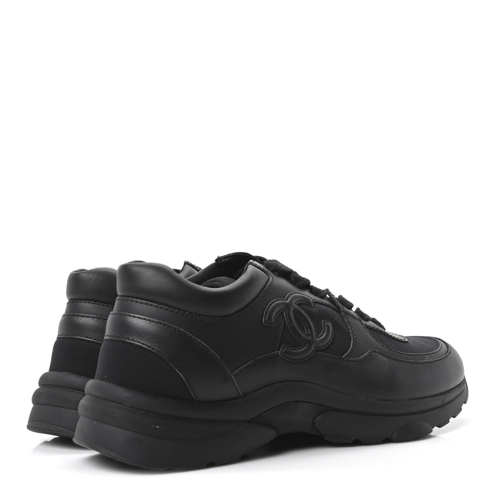 Lambskin Fabric CC Uniform Sneakers 38.5 Black