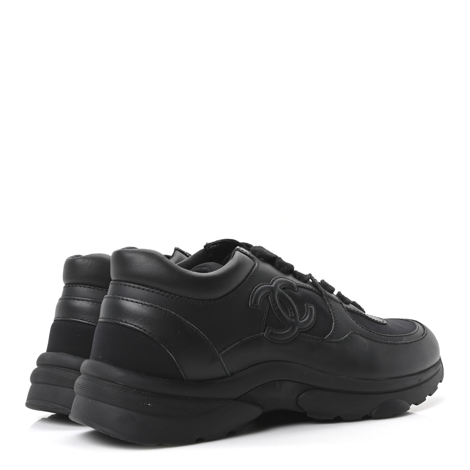 Lambskin Fabric CC Uniform Sneakers 38.5 Black