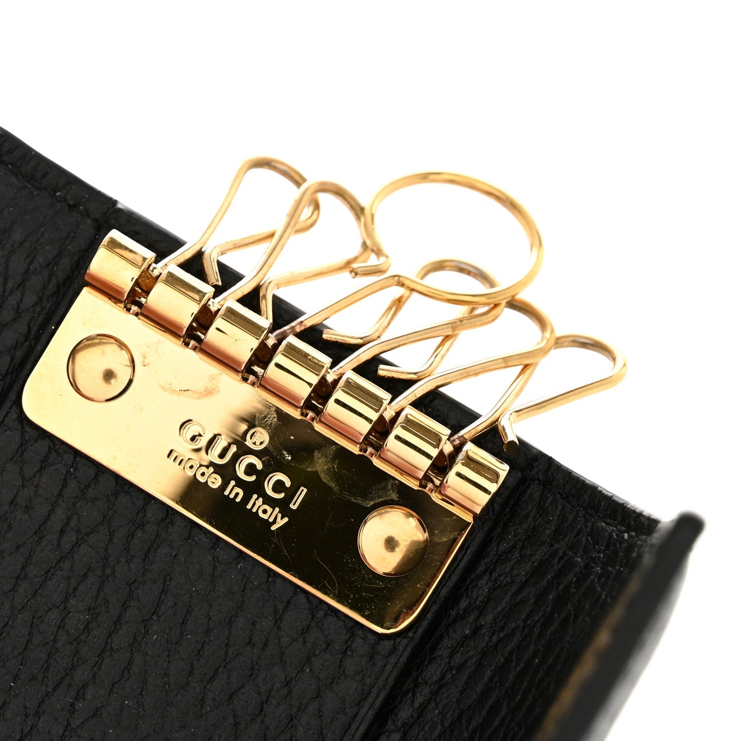Gucci Dollar Calfskin GG Supreme Monogram GG Marmont 6 Key Holder Case Black Beige Ebony