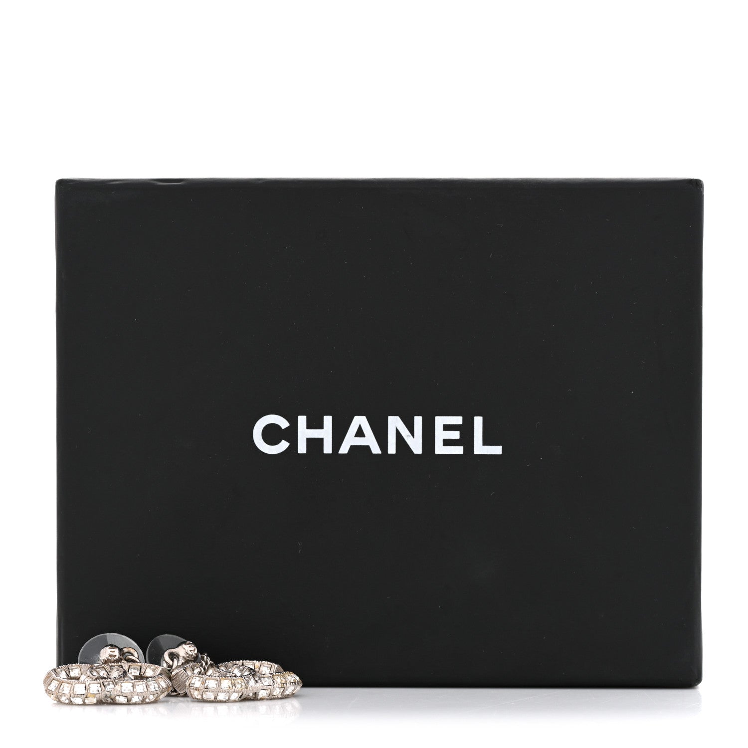 Baguette Crystal CC Drop Earrings Silver