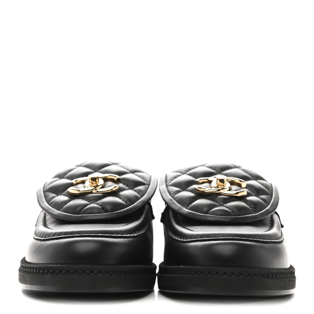 Lambskin Quilted CC Turnlock Loafers 37.5 Black