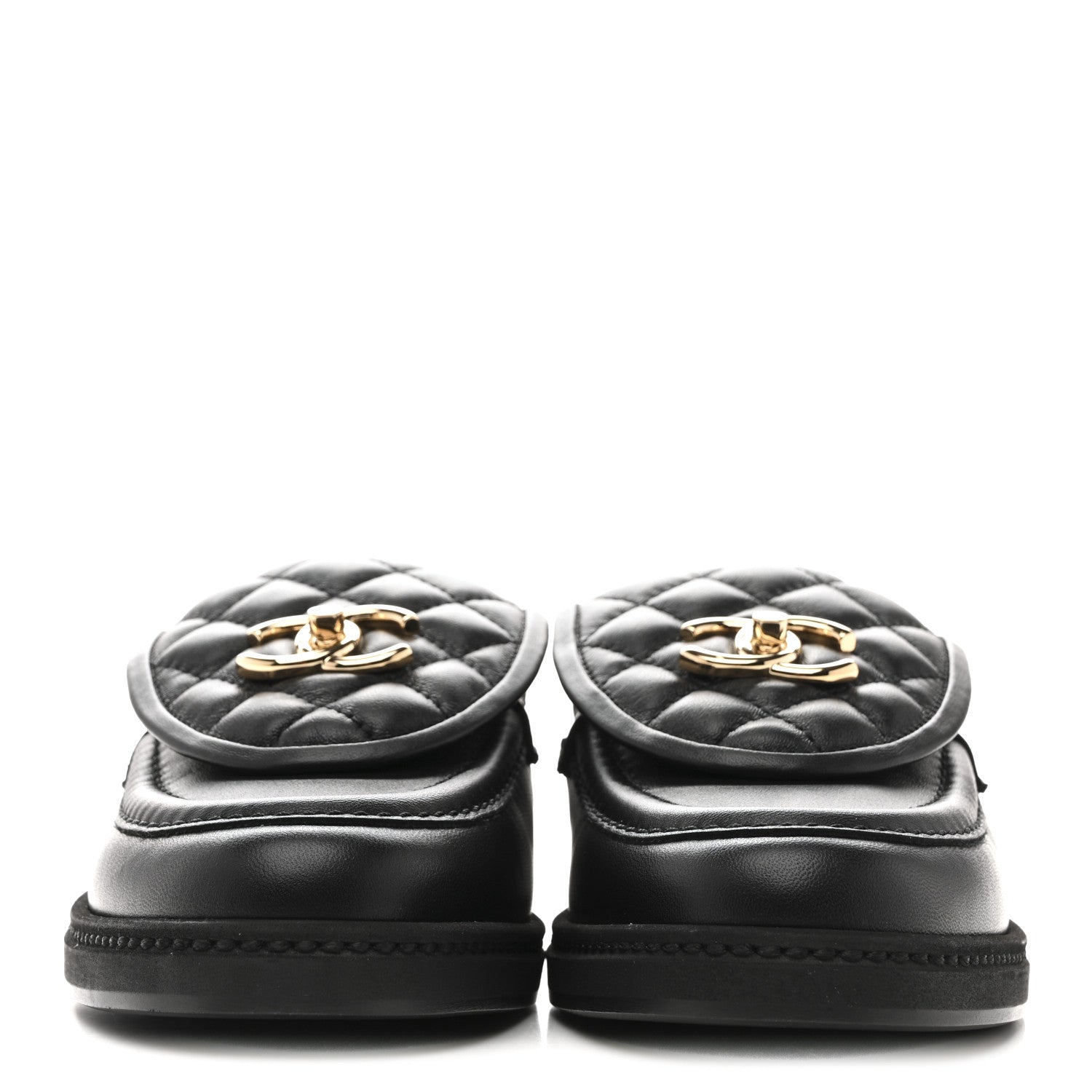 Lambskin Quilted CC Turnlock Loafers 37.5 Black