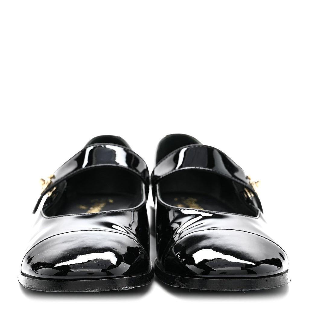 Patent Calfskin Mary Janes Flats 39 Black