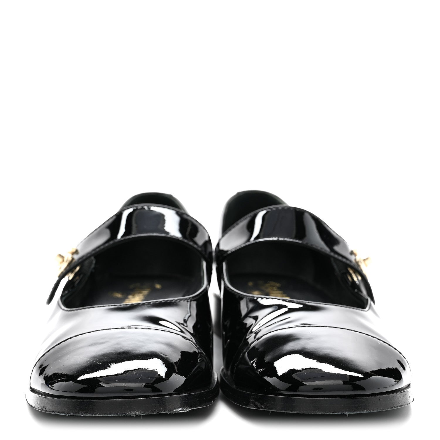 Patent Calfskin Mary Janes Flats 39 Black