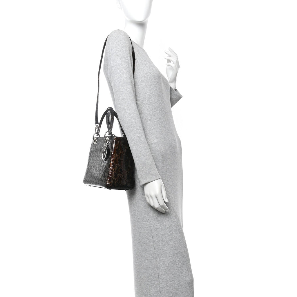 Christian Dior Patent Ultimate Medium Lady Dior Brown