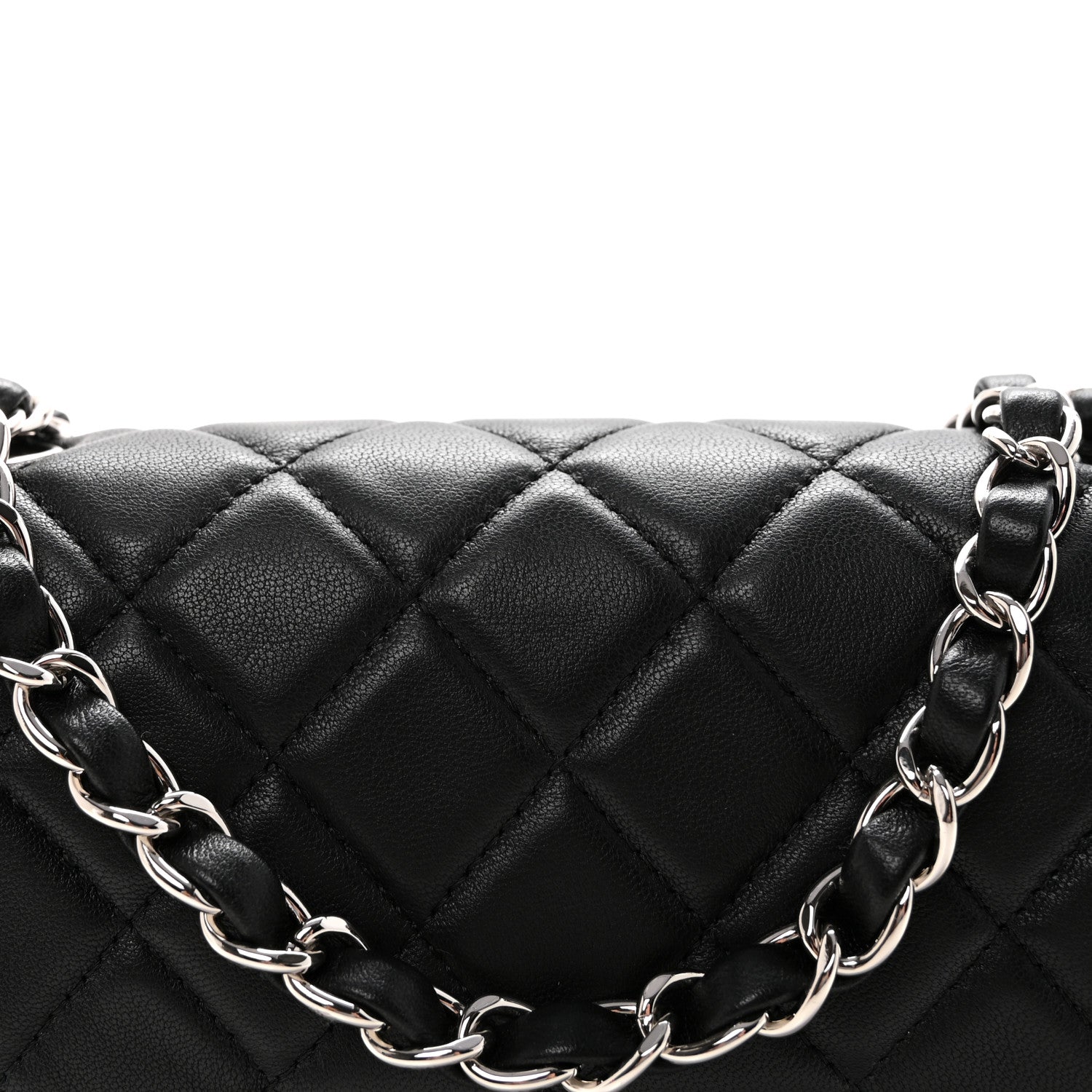 Chanel Lambskin Quilted Mini Rectangular Flap Black