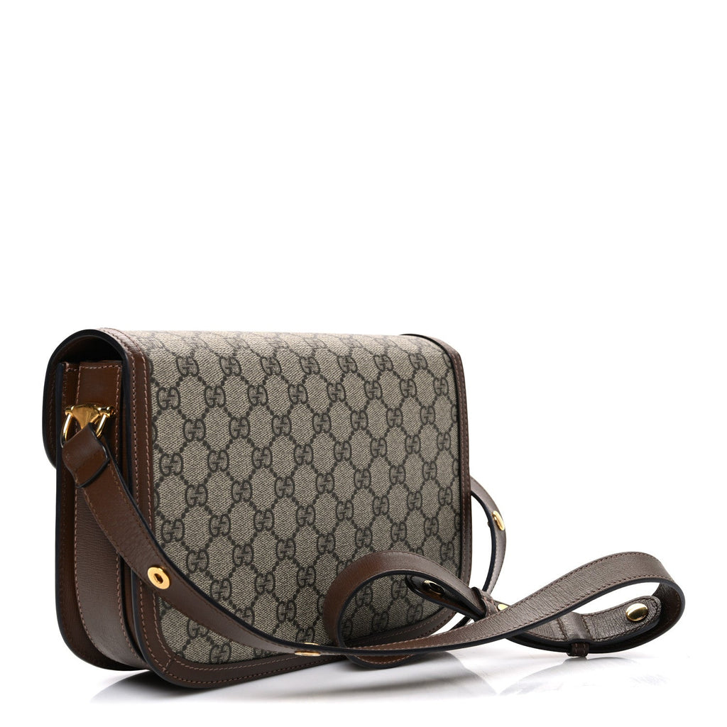 Gucci GG Supreme Monogram Horsebit 1955 Shoulder Bag Beige Brown Sugar