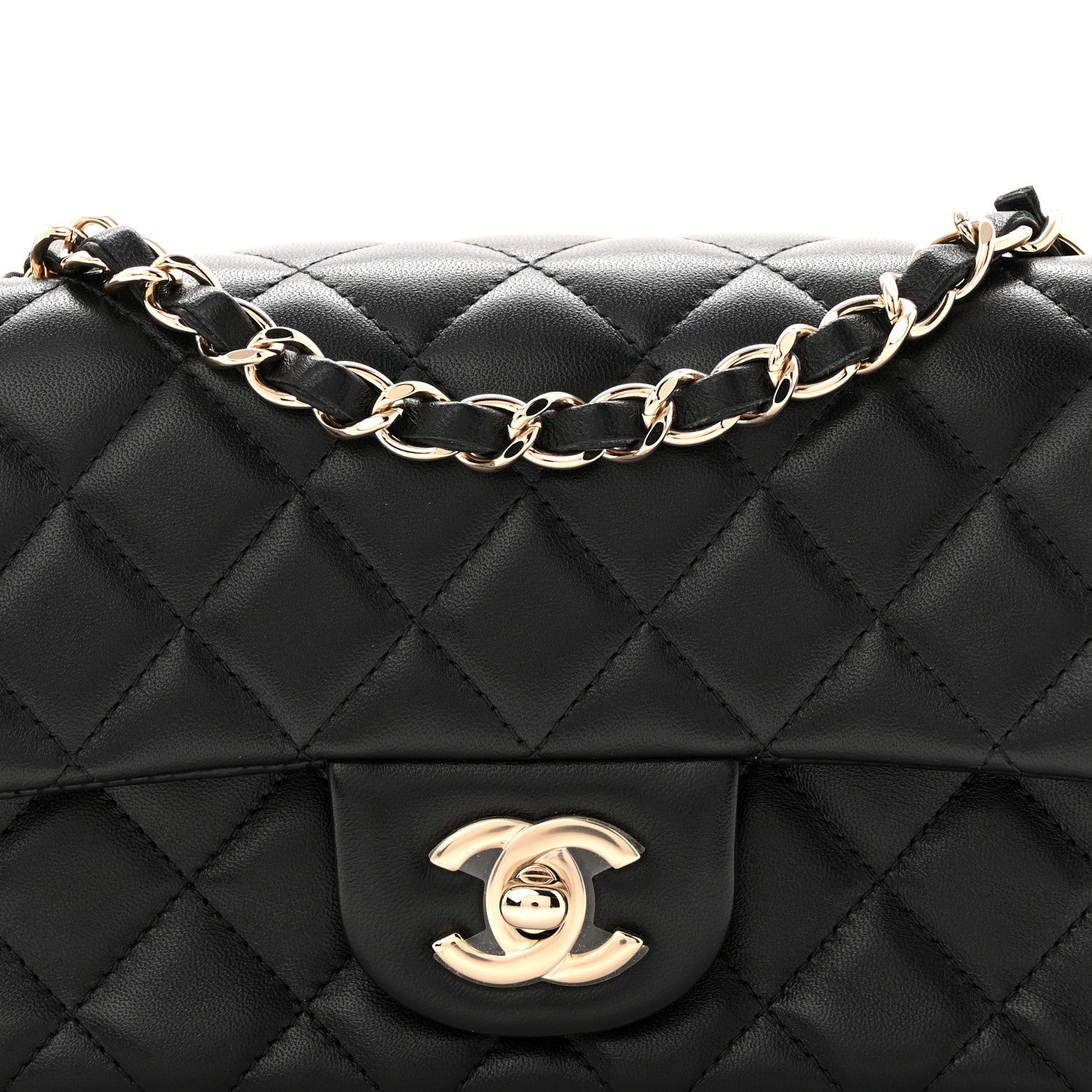 Chanel Lambskin Quilted Mini Rectangular Flap Black