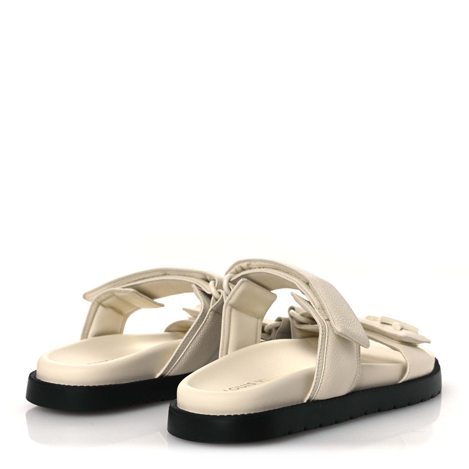 Louis Vuitton Grained Calfskin Sunset Comfort Flat Sandals 39 Light Beige