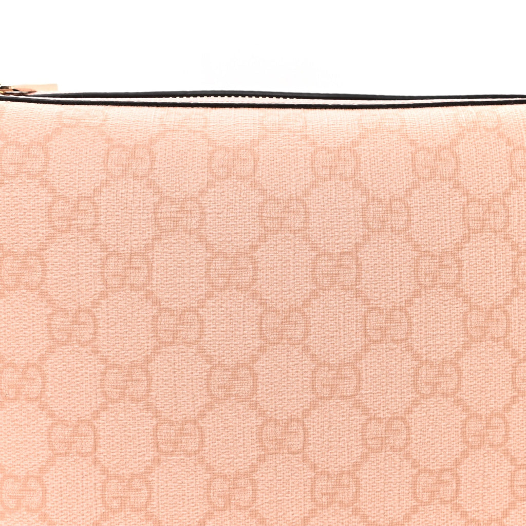 Gucci GG Supreme Monogram Textured Calfskin Web Super Mini Ophidia Shoulder Bag Pink