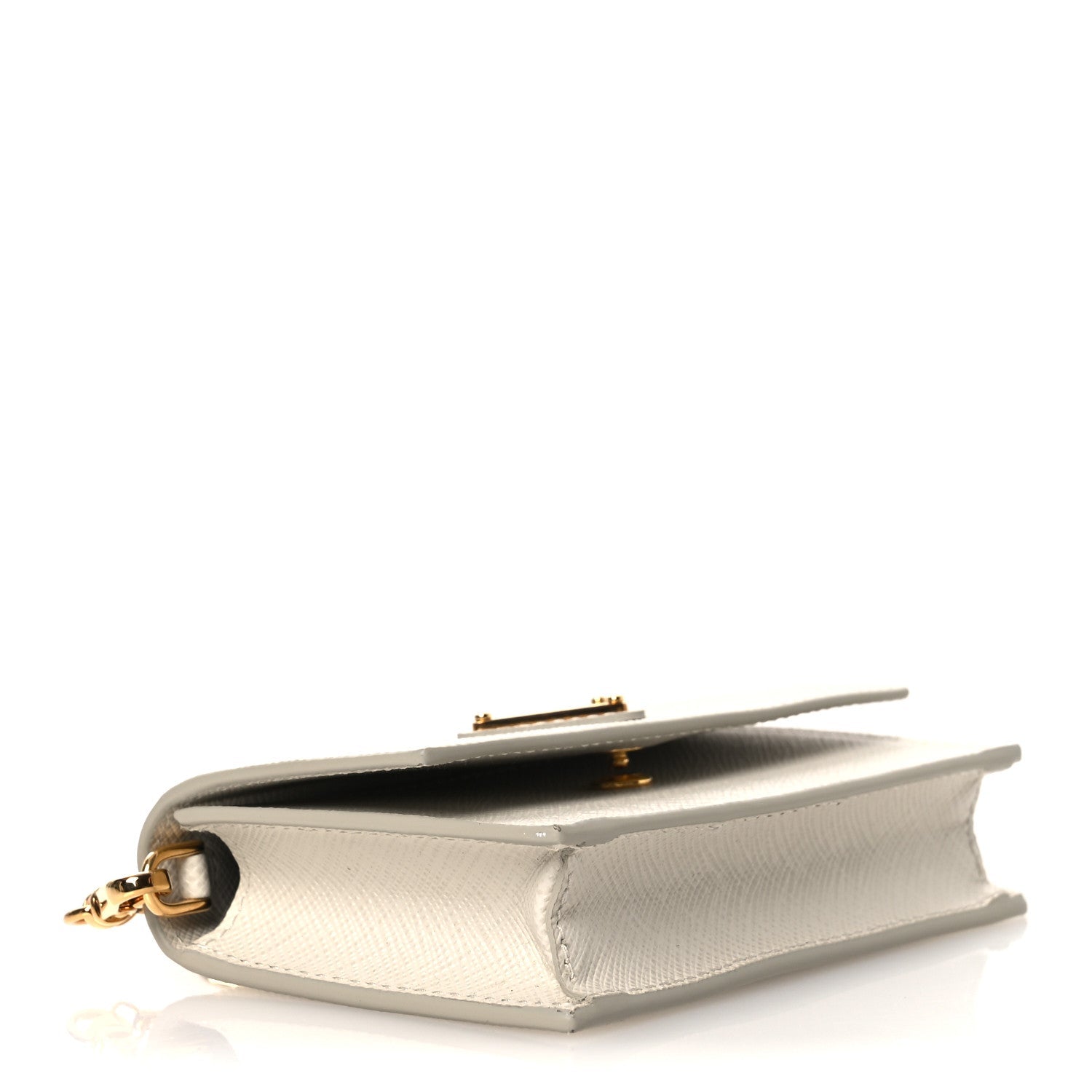Prada Saffiano Card Holder With Chain Talco