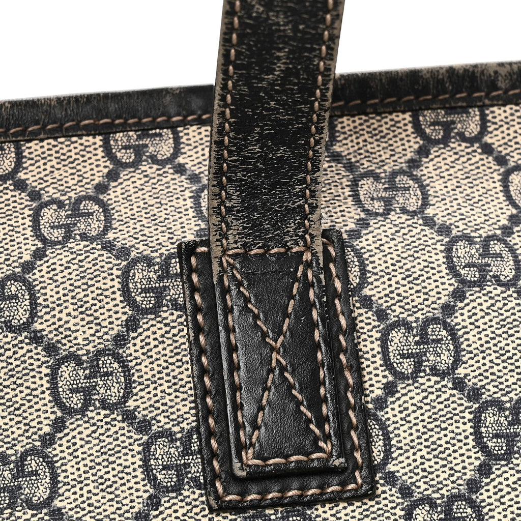 Gucci GG Supreme Monogram Medium Zippered Shopping Tote Navy