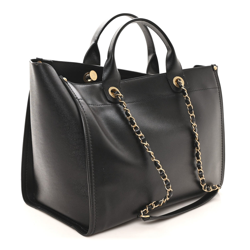 Chanel Caviar Medium Studded Deauville Tote Black