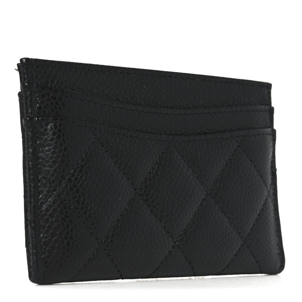 Caviar Quilted Card Holder Black