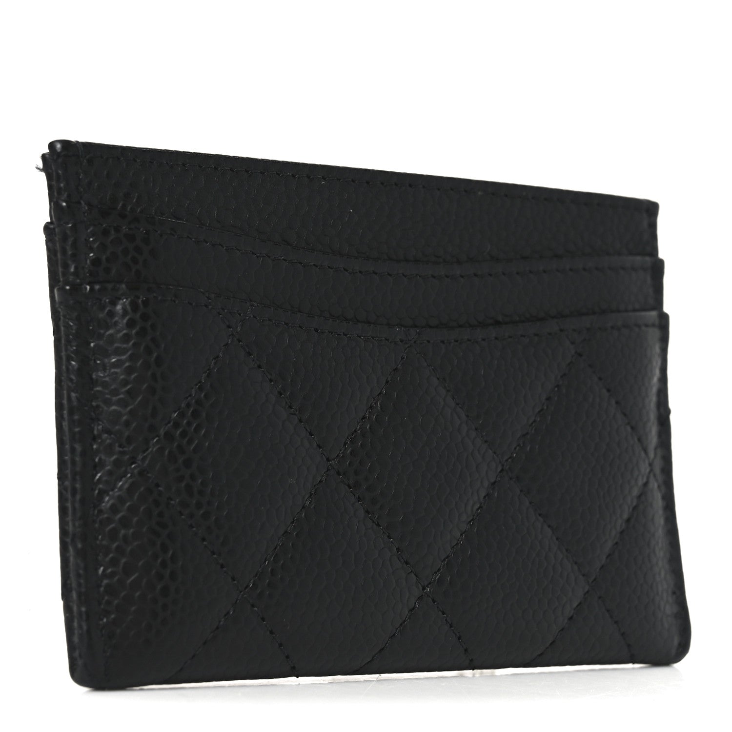Caviar Quilted Card Holder Black