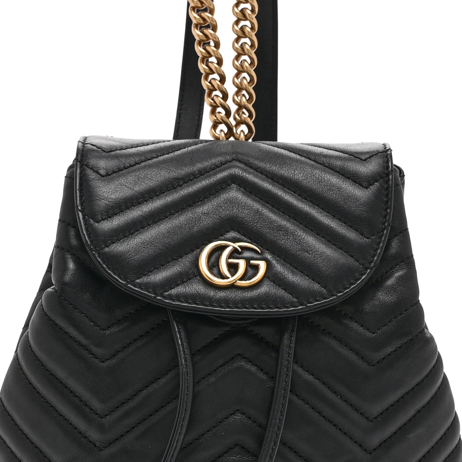 Gucci Calfskin Matelasse GG Marmont Flap Backpack Black