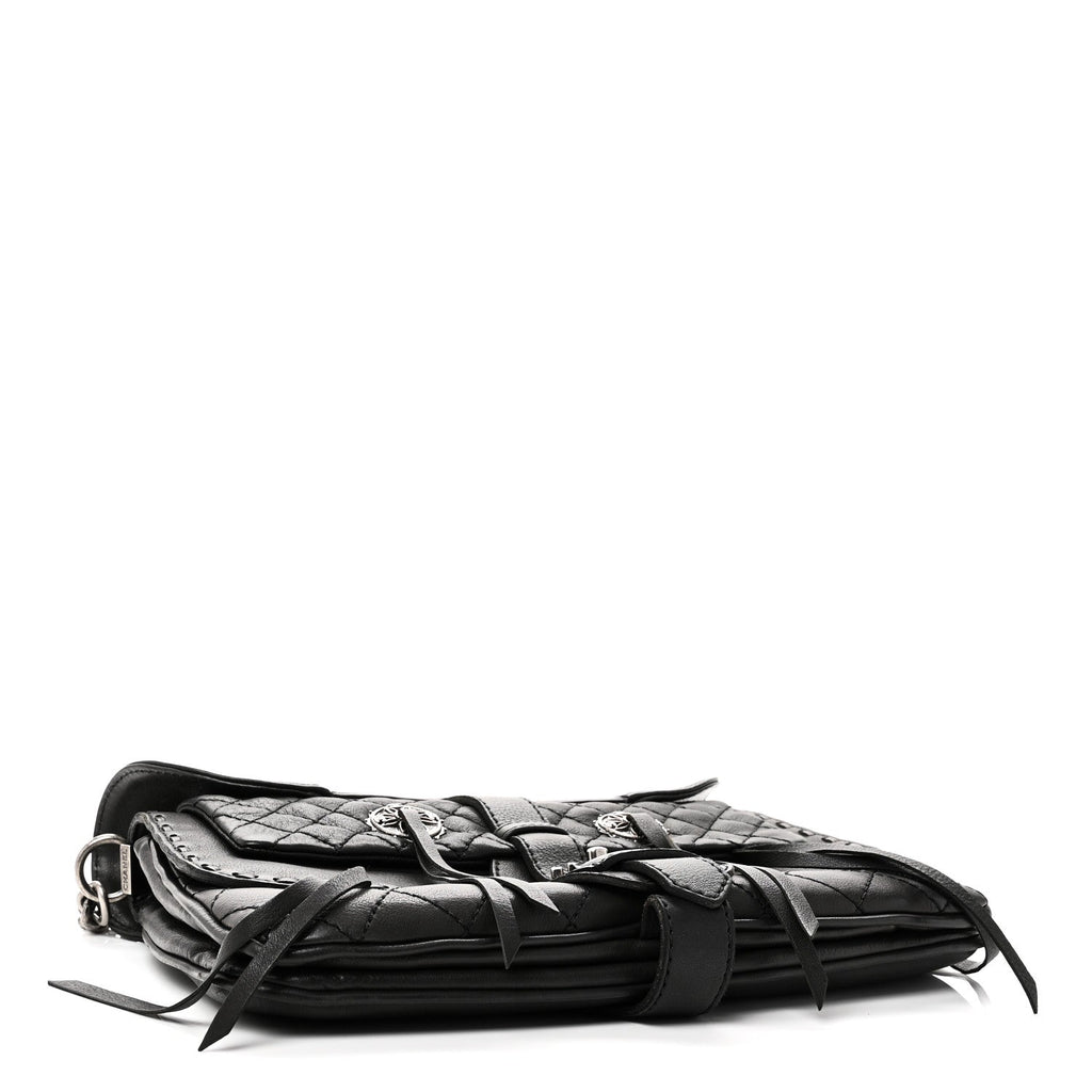 Chanel Goatskin Quilted Paris Dallas Saddle Bag Black