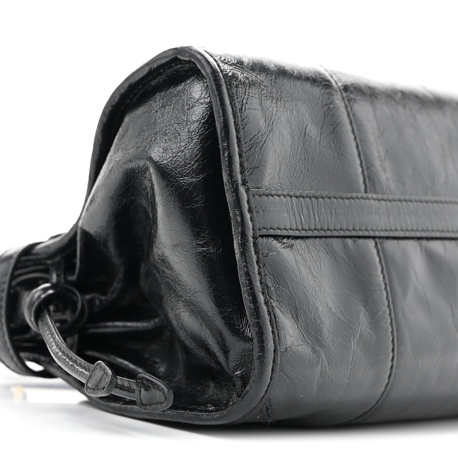 Prada Glossy Calfskin Triangle Medium Bonnie Shoulder Bag Black