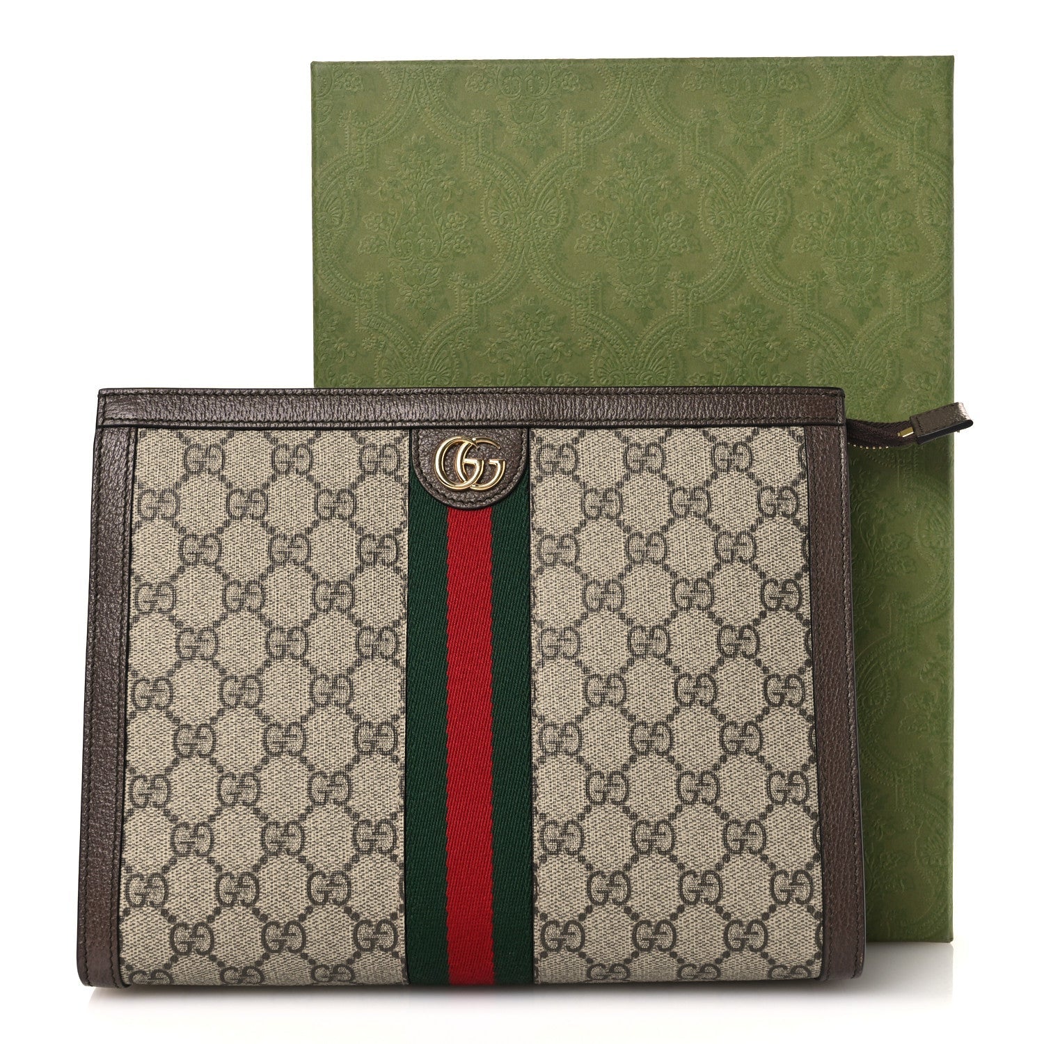 Gucci GG Supreme Monogram Web Ophidia Pouch Brown