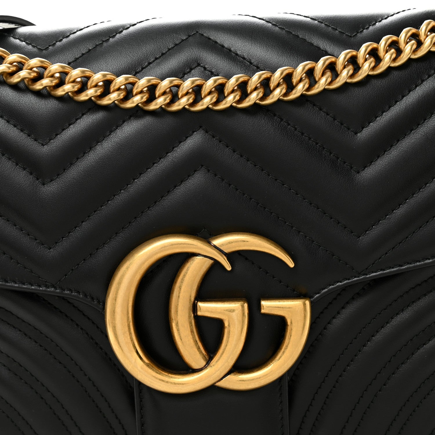 Gucci Calfskin Matelasse Medium GG Marmont Shoulder Bag Black