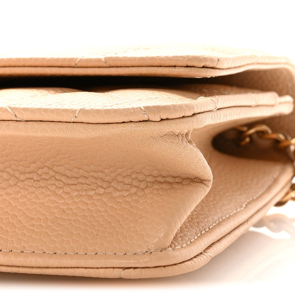 Chanel Caviar Quilted Wallet on Chain WOC Beige