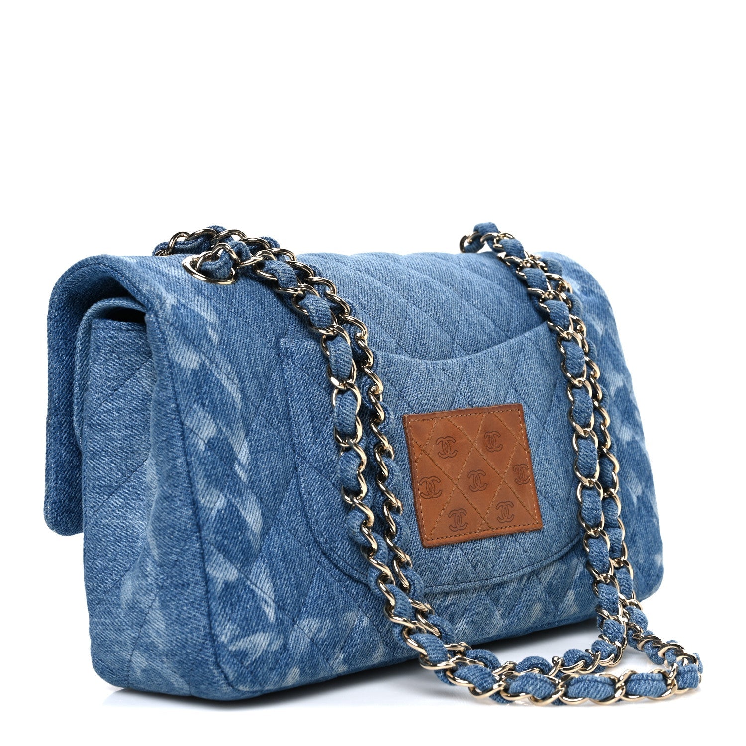 Chanel Denim Quilted Medium Double Flap Blue