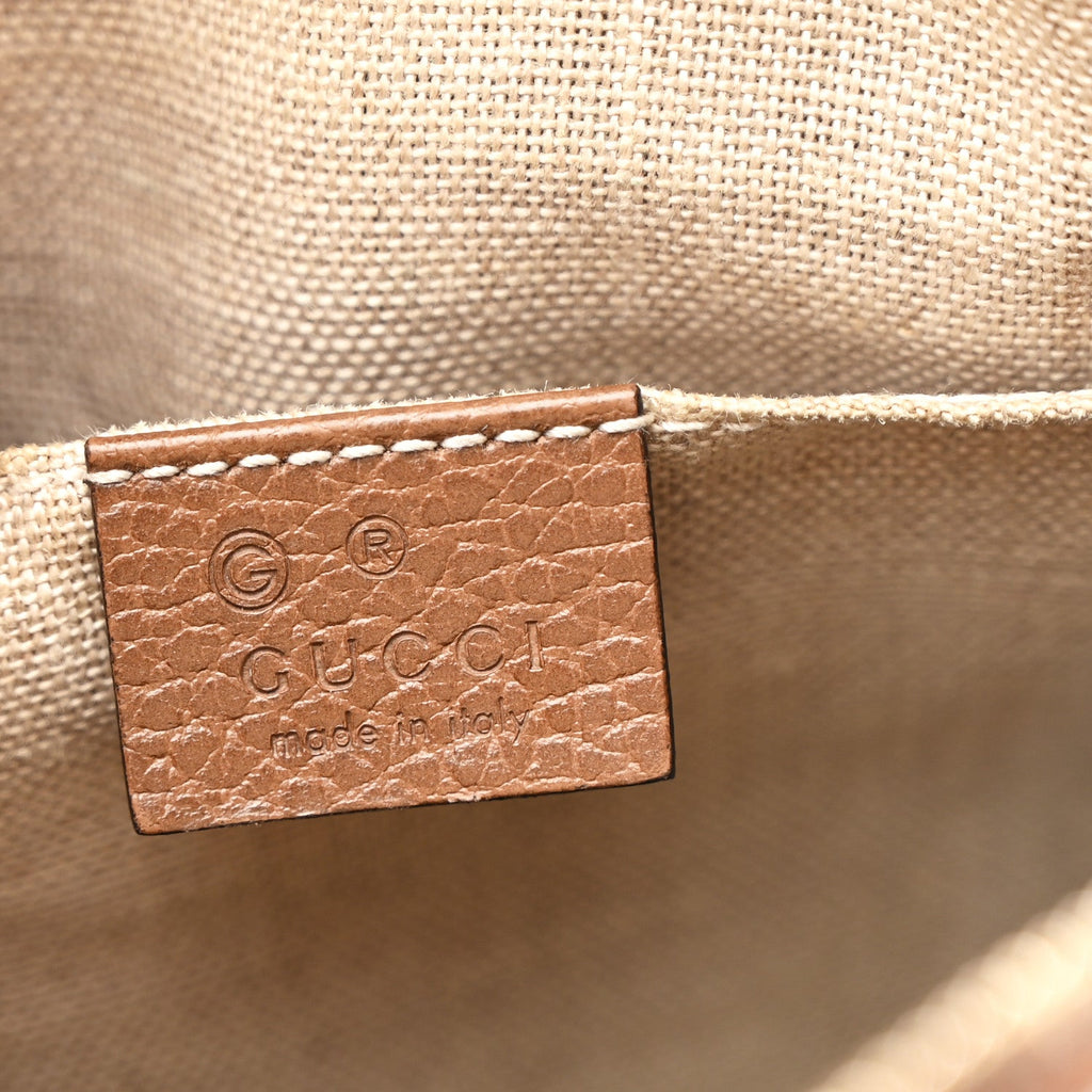 Gucci Monogram Mini Bree Messenger Bag Beige Tabacco