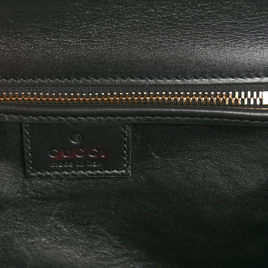 Gucci Boarded Dyana Lux Calfskin Web Monochrome Small Bamboo 1947 Top Handle Bag Black