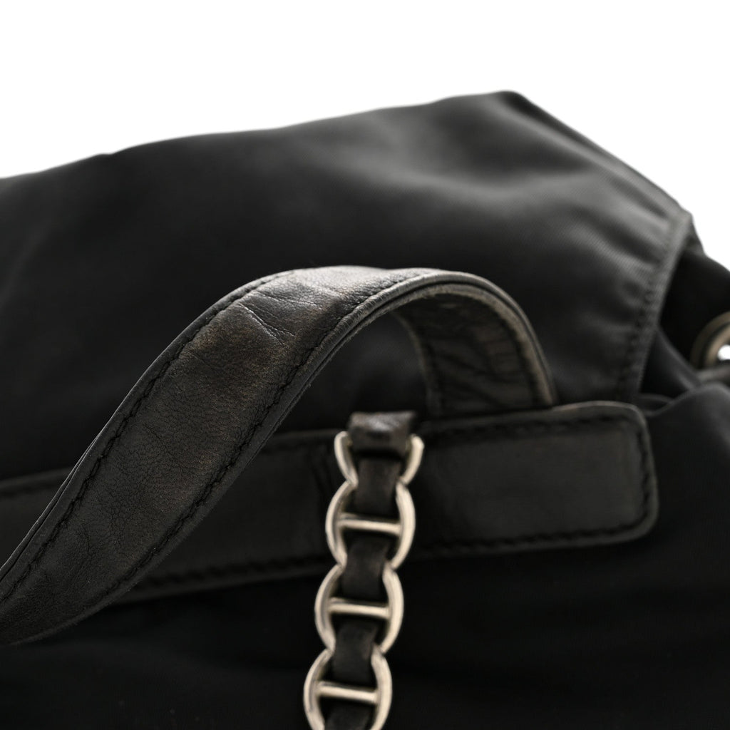 Prada Tessuto Nylon Vela Chain Backpack Black