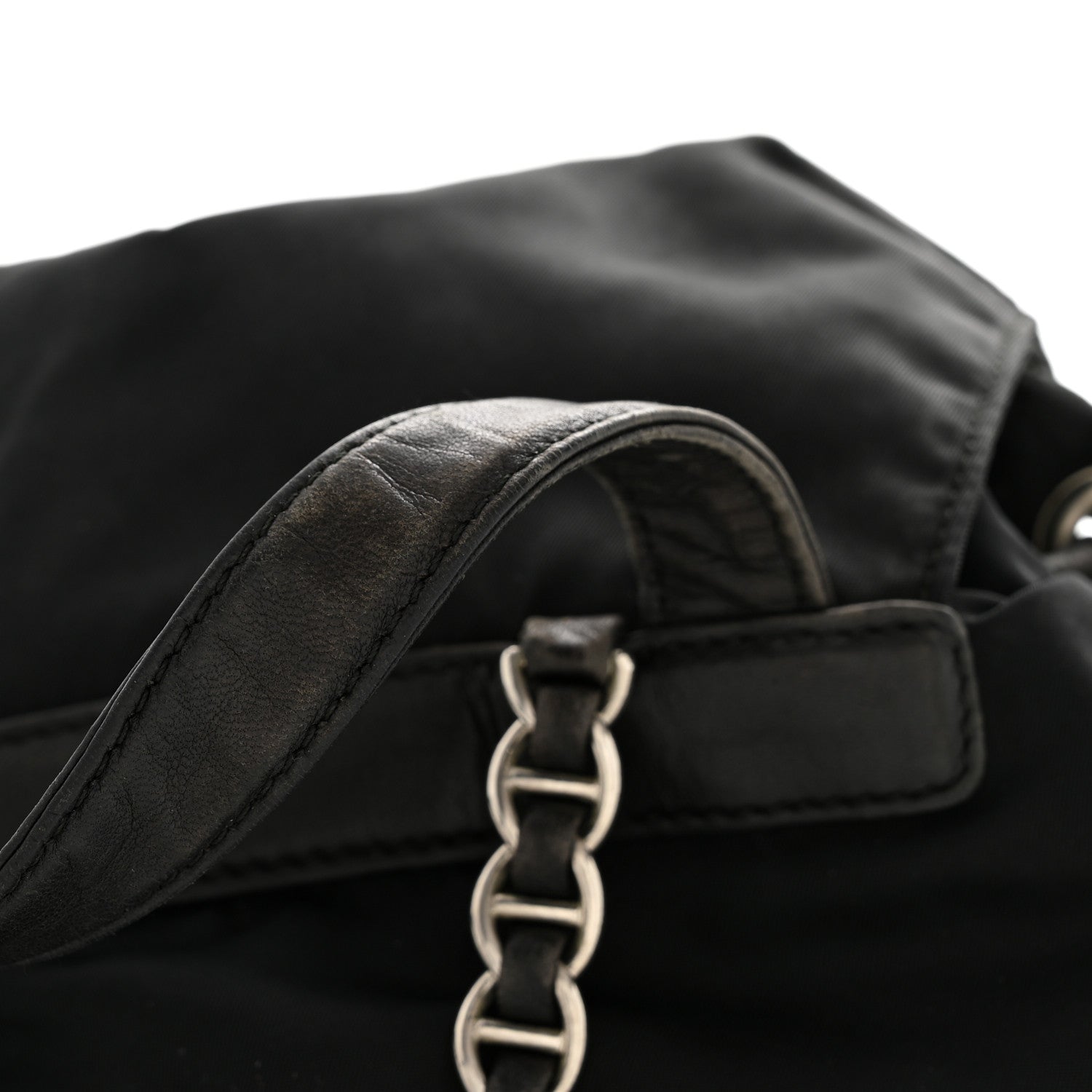 Prada Tessuto Nylon Vela Chain Backpack Black