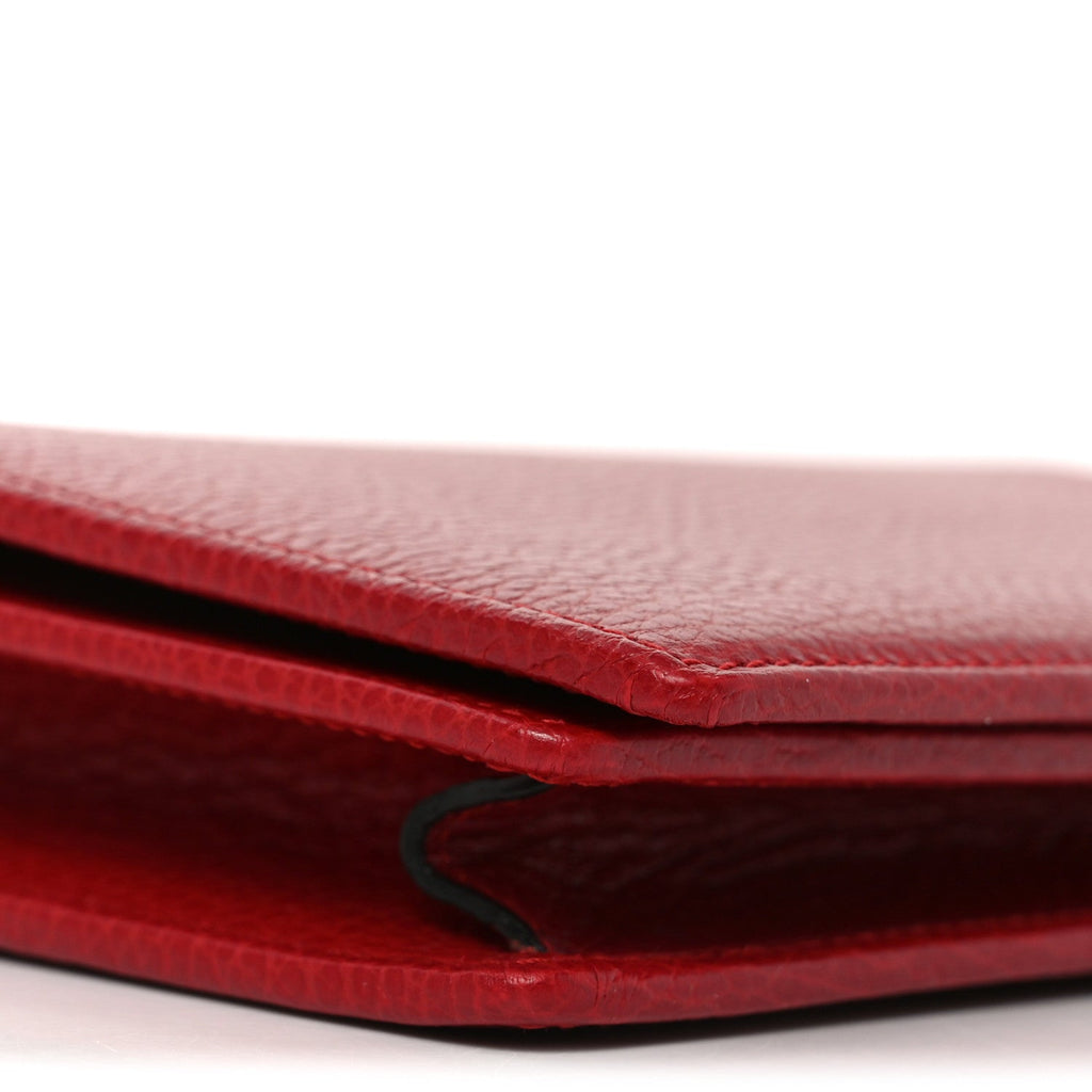 Gucci Dollar Calfskin Mini GG Marmont Chain Wallet Hibiscus Red