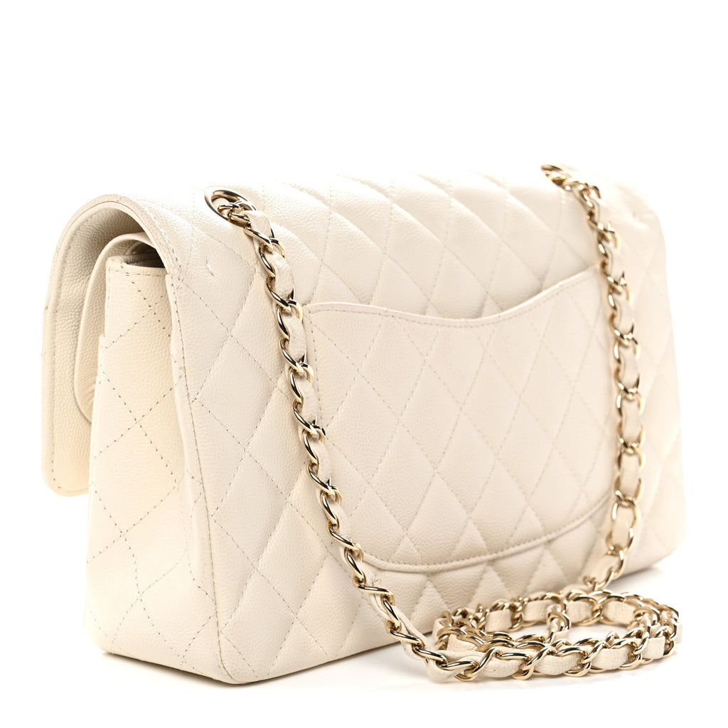 Chanel Caviar Quilted Medium Double Flap White