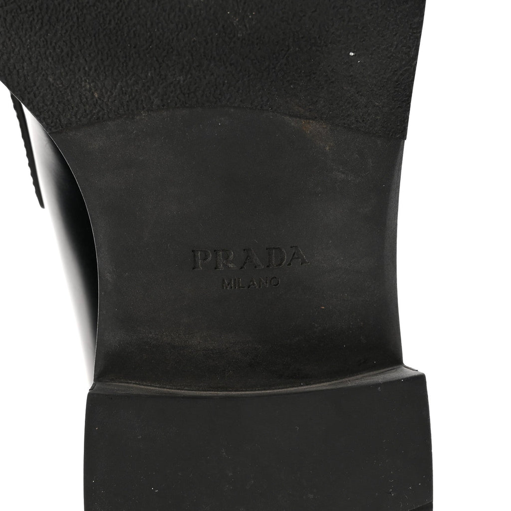 Prada Spazzolato Metal Triangle Logo 50mm Loafers 40 Black