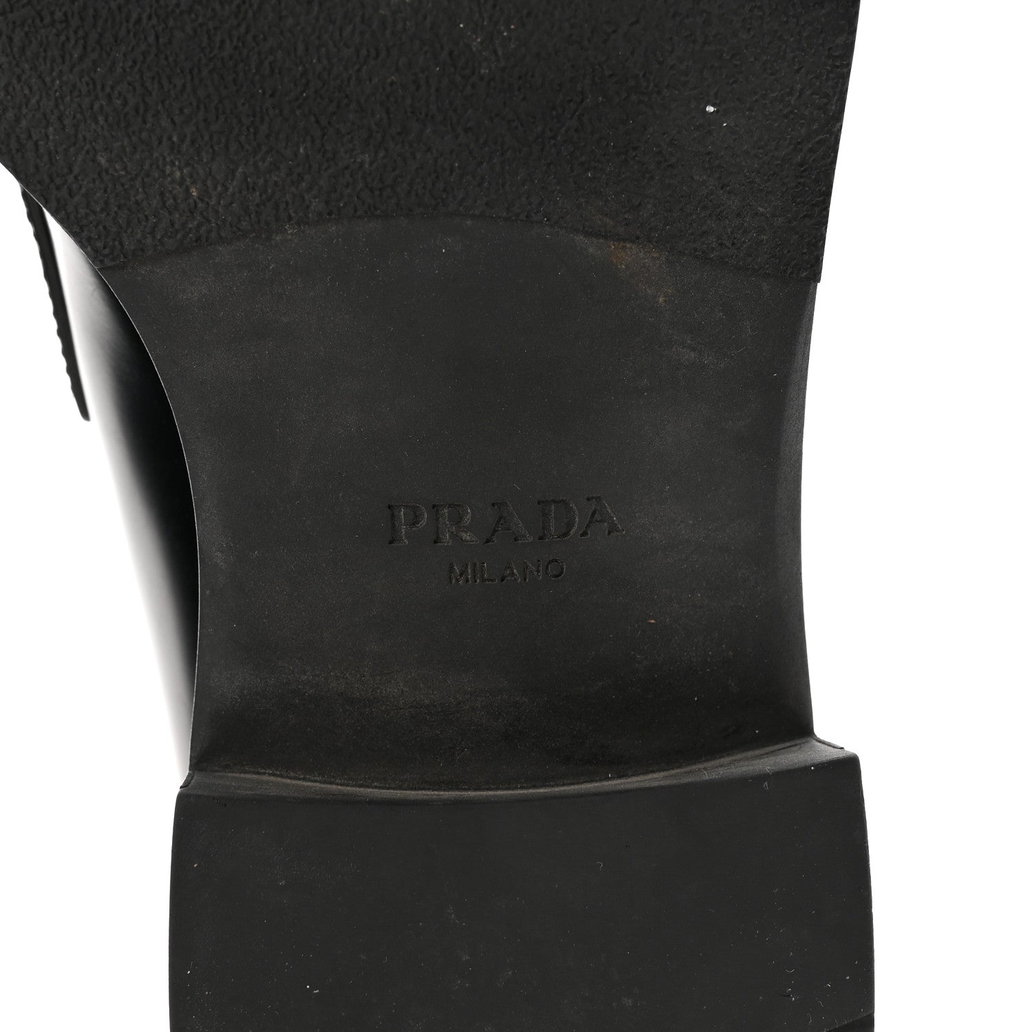 Prada Spazzolato Metal Triangle Logo 50mm Loafers 40 Black