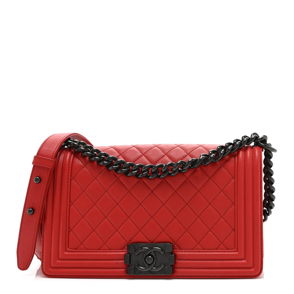 Chanel Calfskin Quilted Medium Boy Flap Red