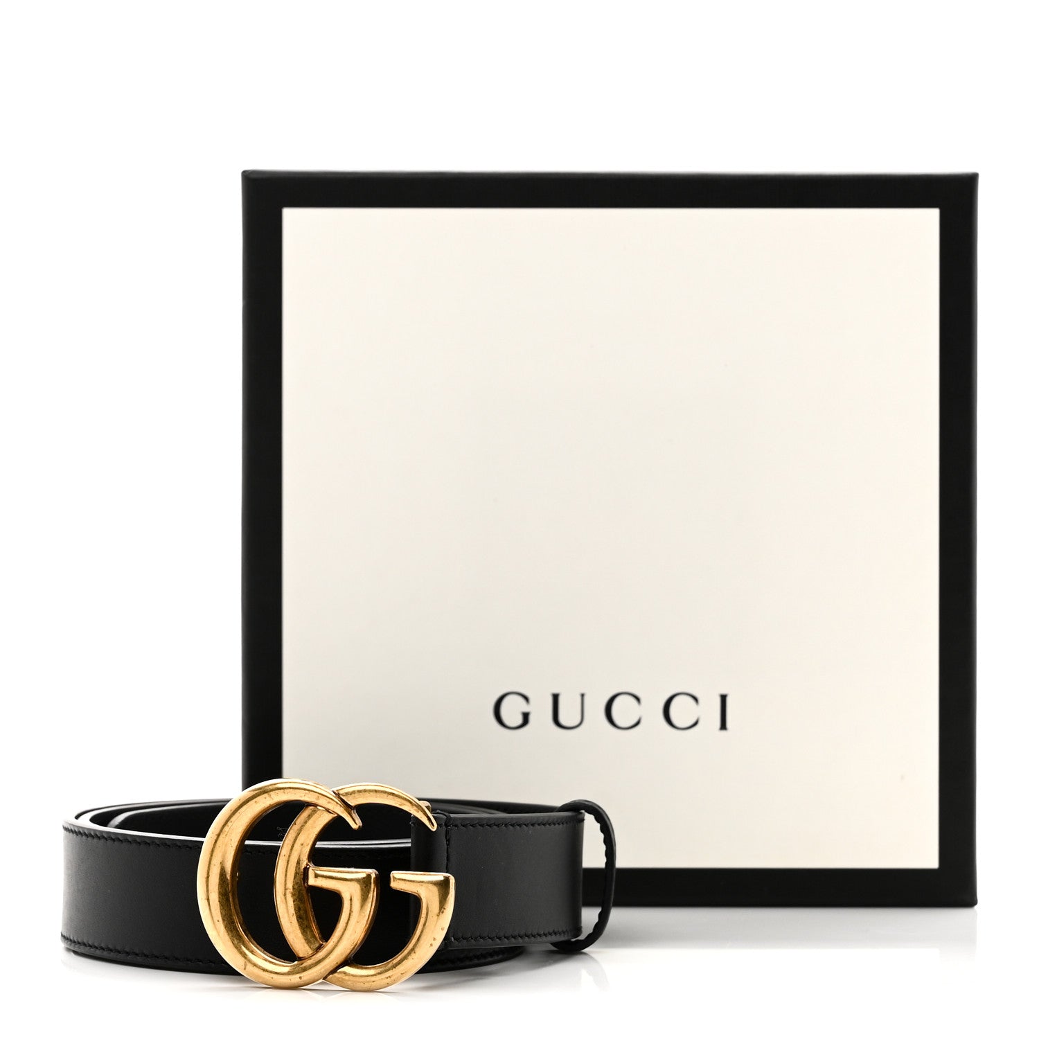 Gucci Calfskin Double G 30mm Belt 80 32 Black