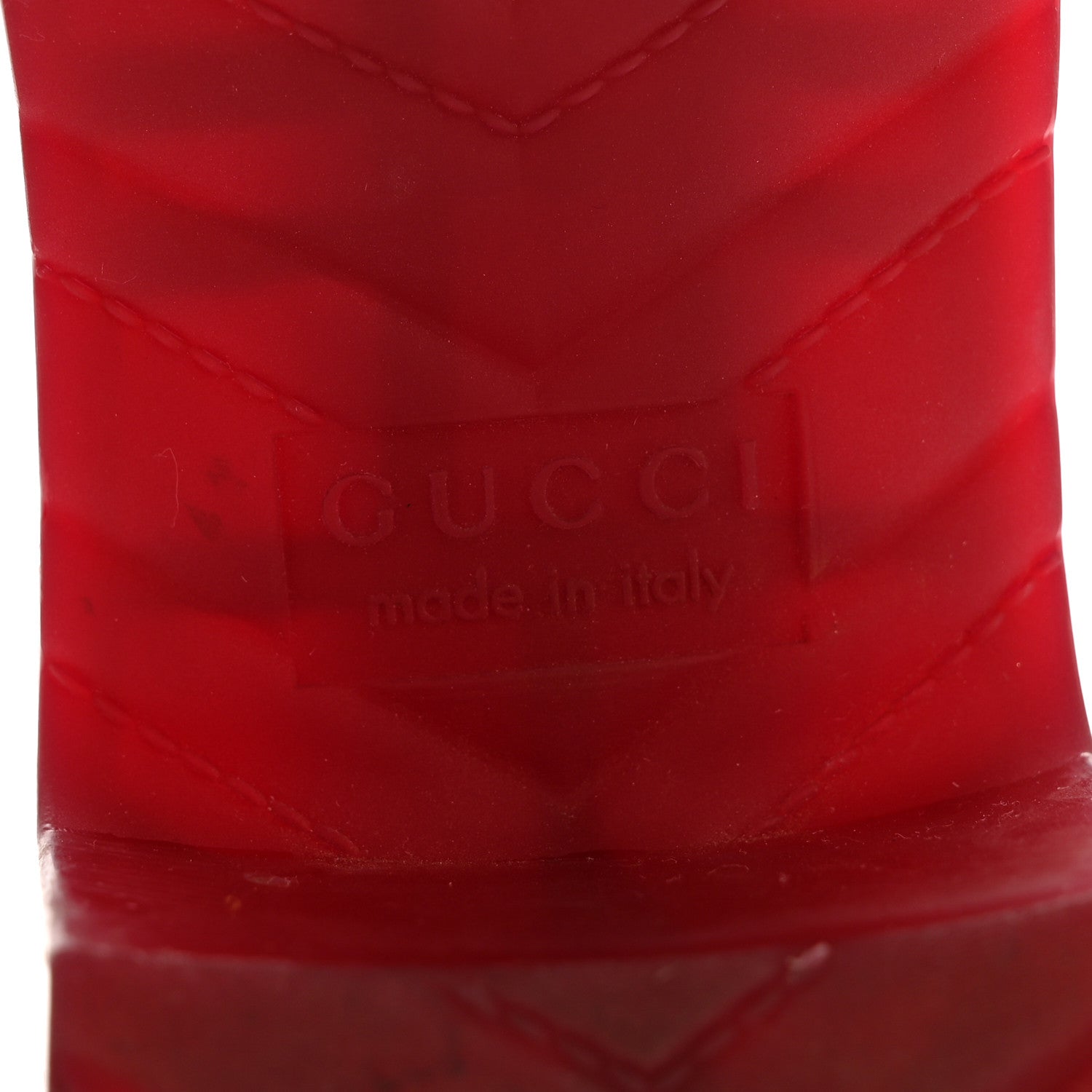 Gucci Rubber Gucci Logo Womens Platform 20/60mm Slide Sandals 38 Transparent Hibiscus Red