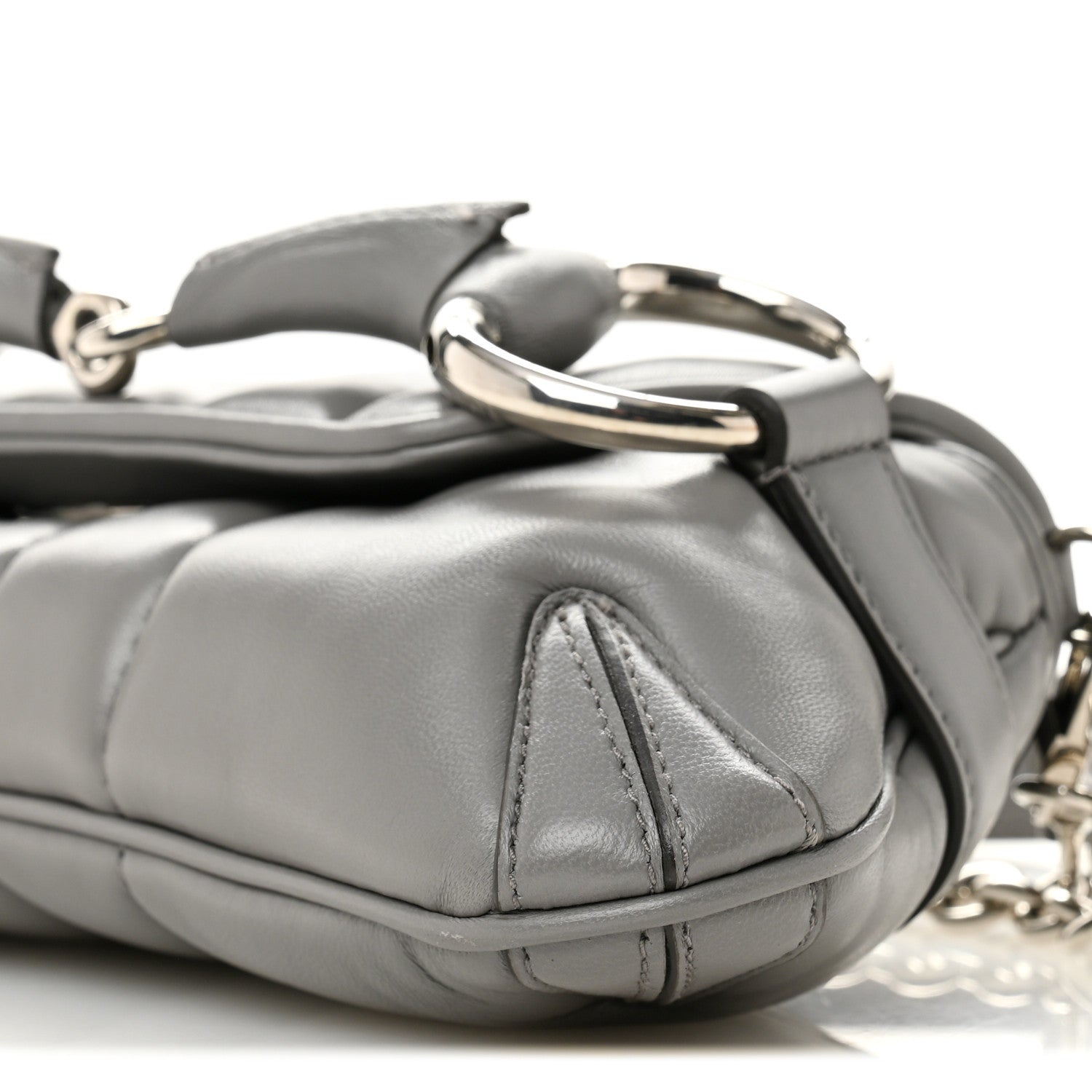 Gucci Nappa Vertical Matelasse Small Maxi Horsebit Chain Shoulder Bag Gray