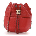 Chanel Snakeskin Calfskin Gabrielle Bucket Red