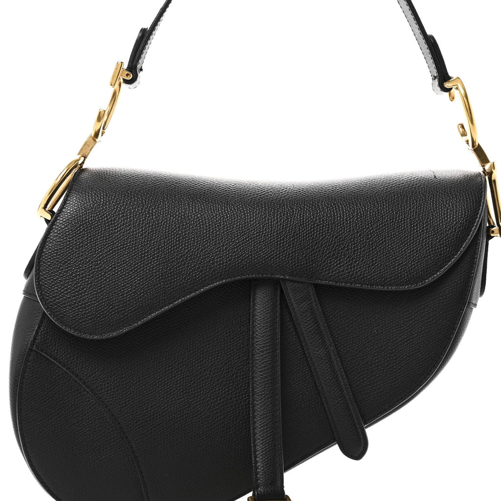 Christian Dior Grained Calfskin Saddle Bag Black