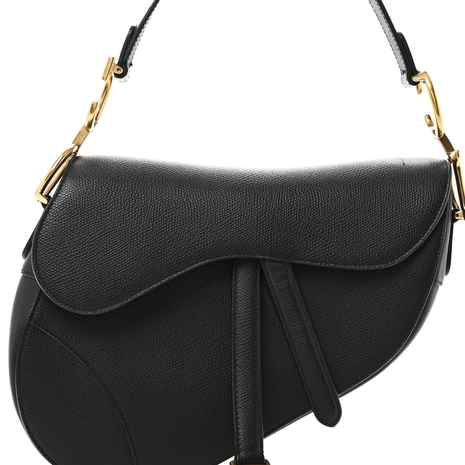 Christian Dior Grained Calfskin Saddle Bag Black